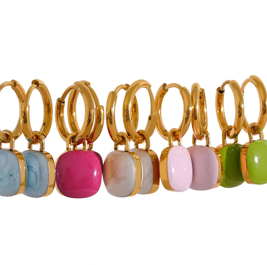 011 - Candy Coated 18k Gold-Plated Drop Earrings