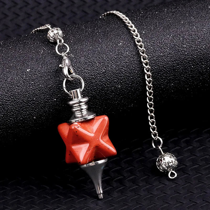 002 - Natural Stone Quartz Merkaba Star Pendulum