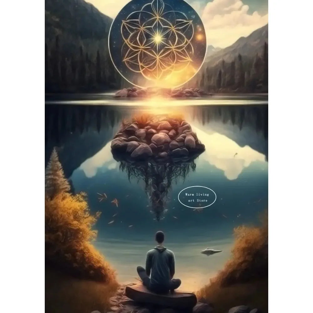 012 - Reiki Principles & Symbols Lotus Canvas Print Wall Art