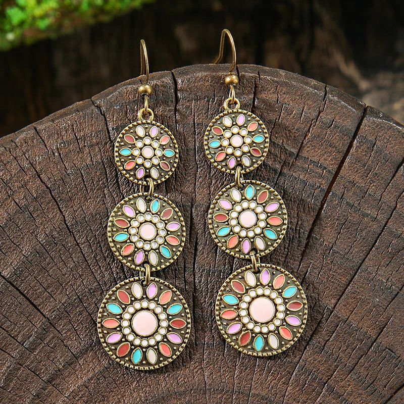 011 - Bohemian Bloom Water & Oil Drop Earrings