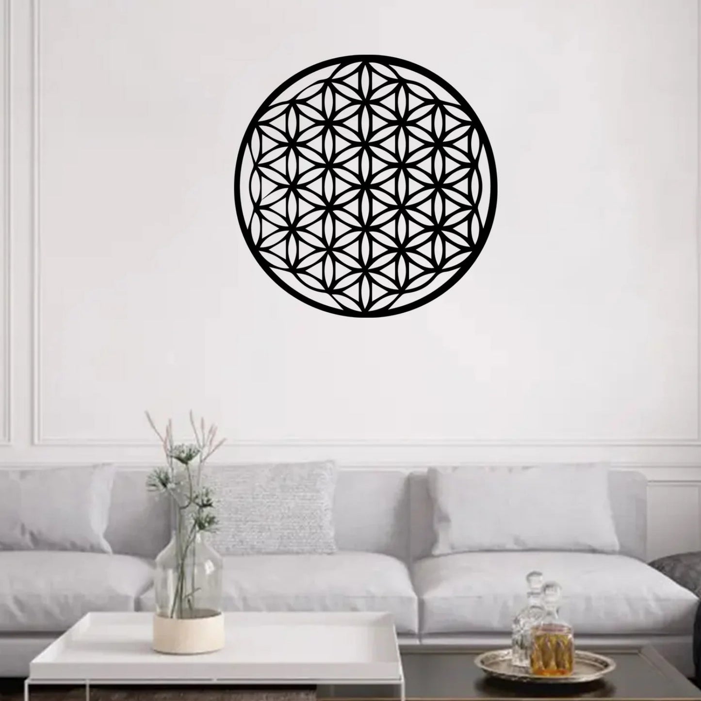 009 - Black Flower of Life Metal Wall Art
