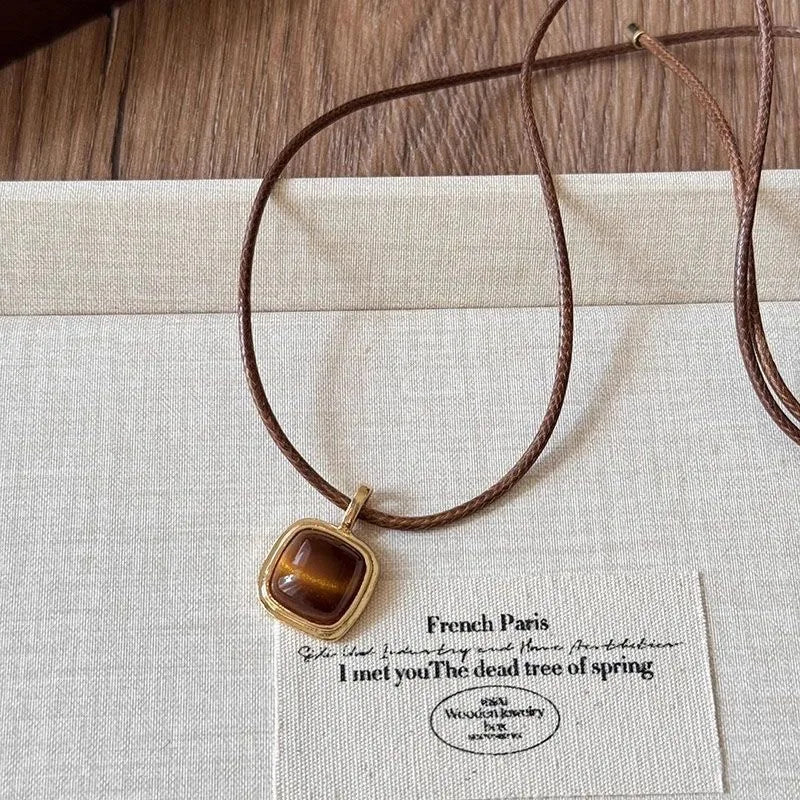 011 - Tiger's Eye Sun Multi-Layered Pendant Necklace
