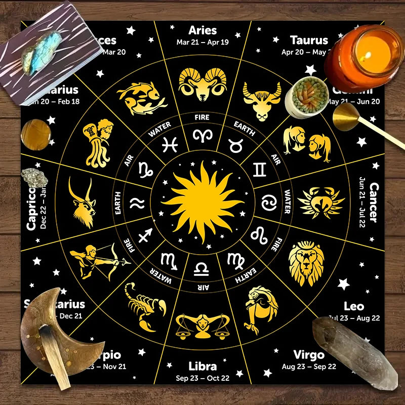 Twelve constellations tarot astrology altar cloth