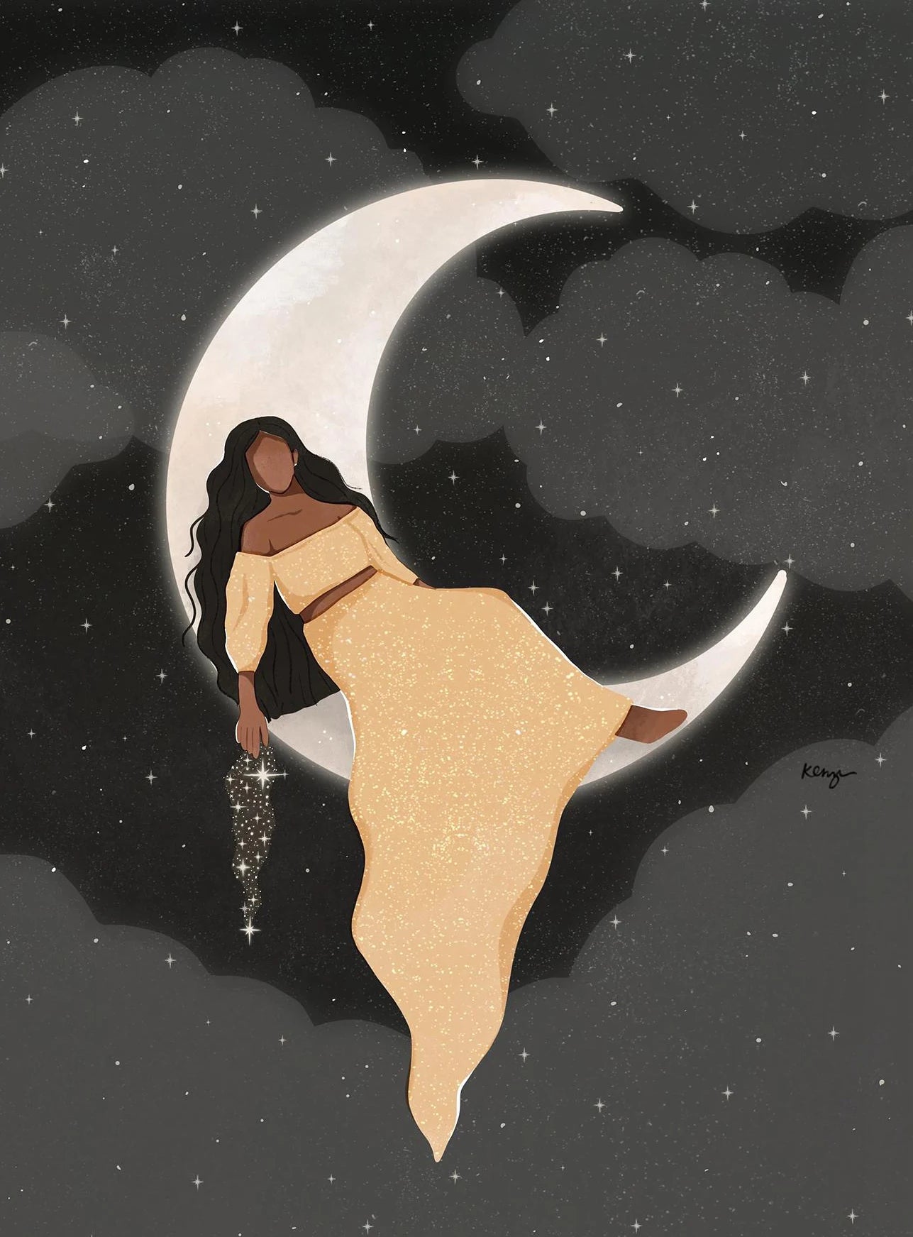 009 - Mystic Moon Goddess Canvas Print Wall Art