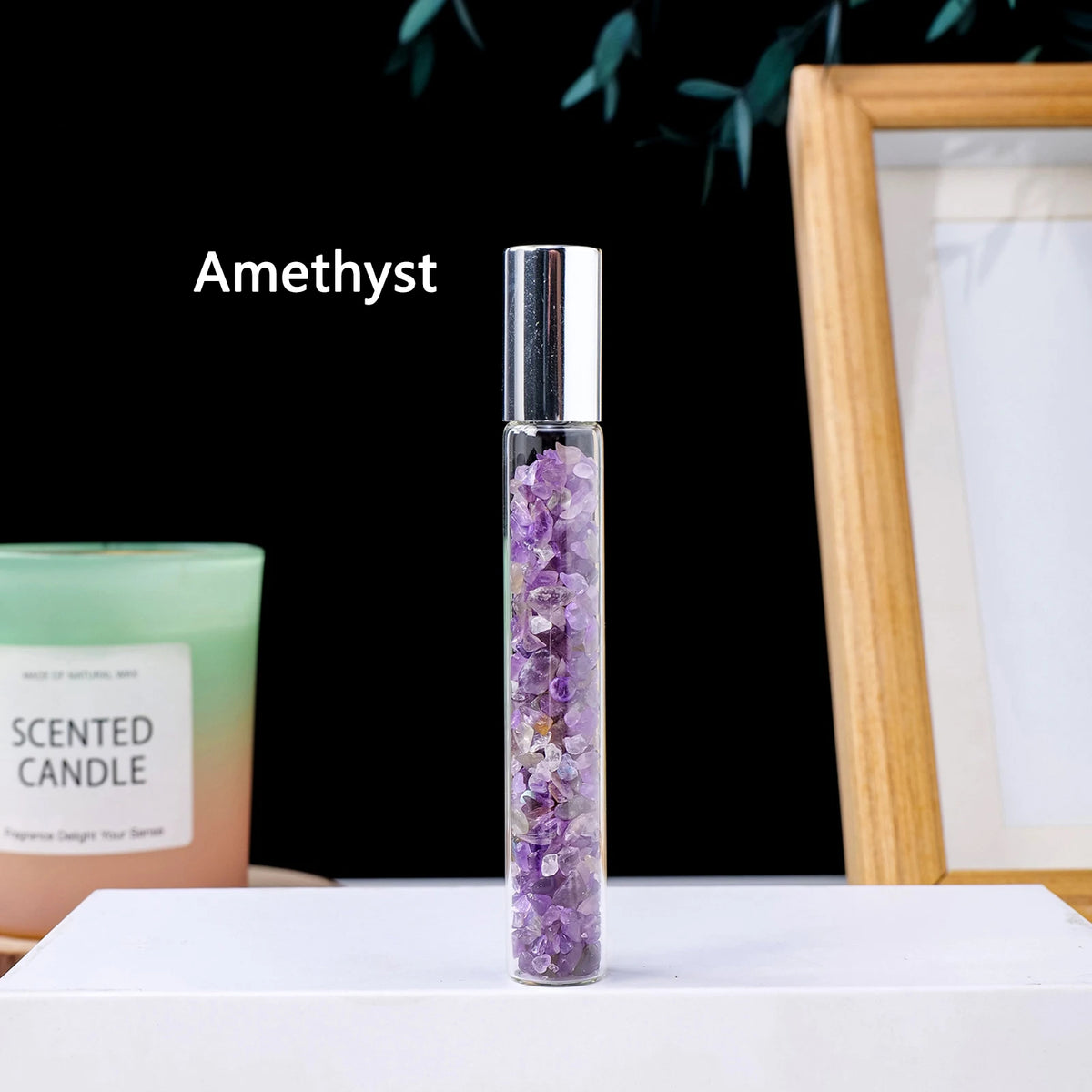 Natural crystal crushed stone perfume and essential oil bottle