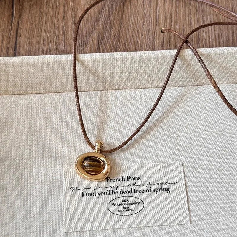 011 - Tiger's Eye Sun Multi-Layered Pendant Necklace