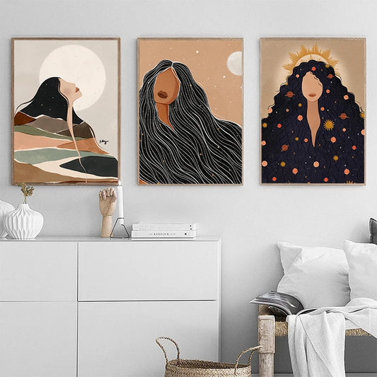 009 - Mystic Moon Goddess Canvas Print Wall Art