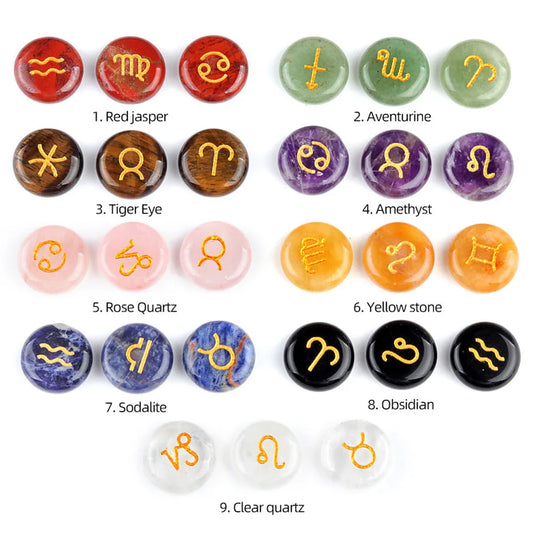 002 - Zodiac Natural Stone 12pc Runes Set
