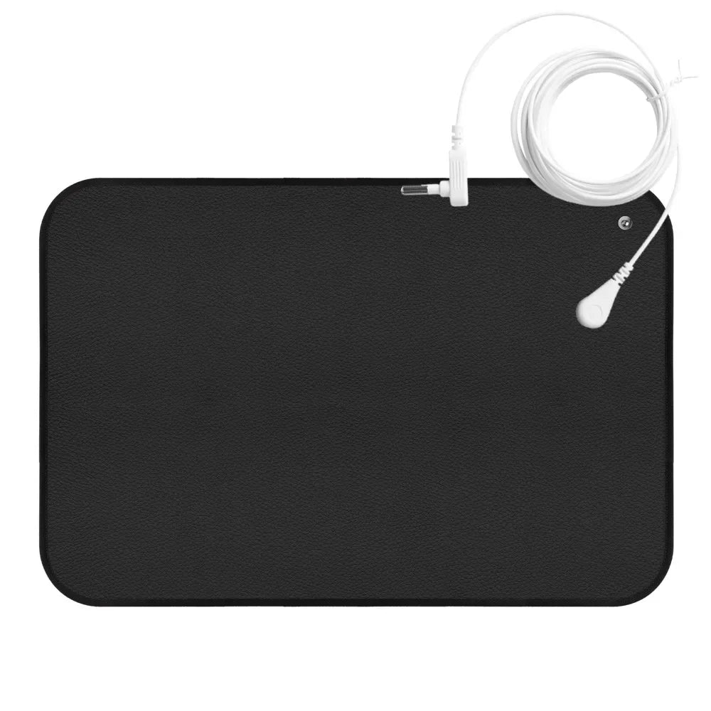 Conductive grounding mat with non-slip backing and grounding cord