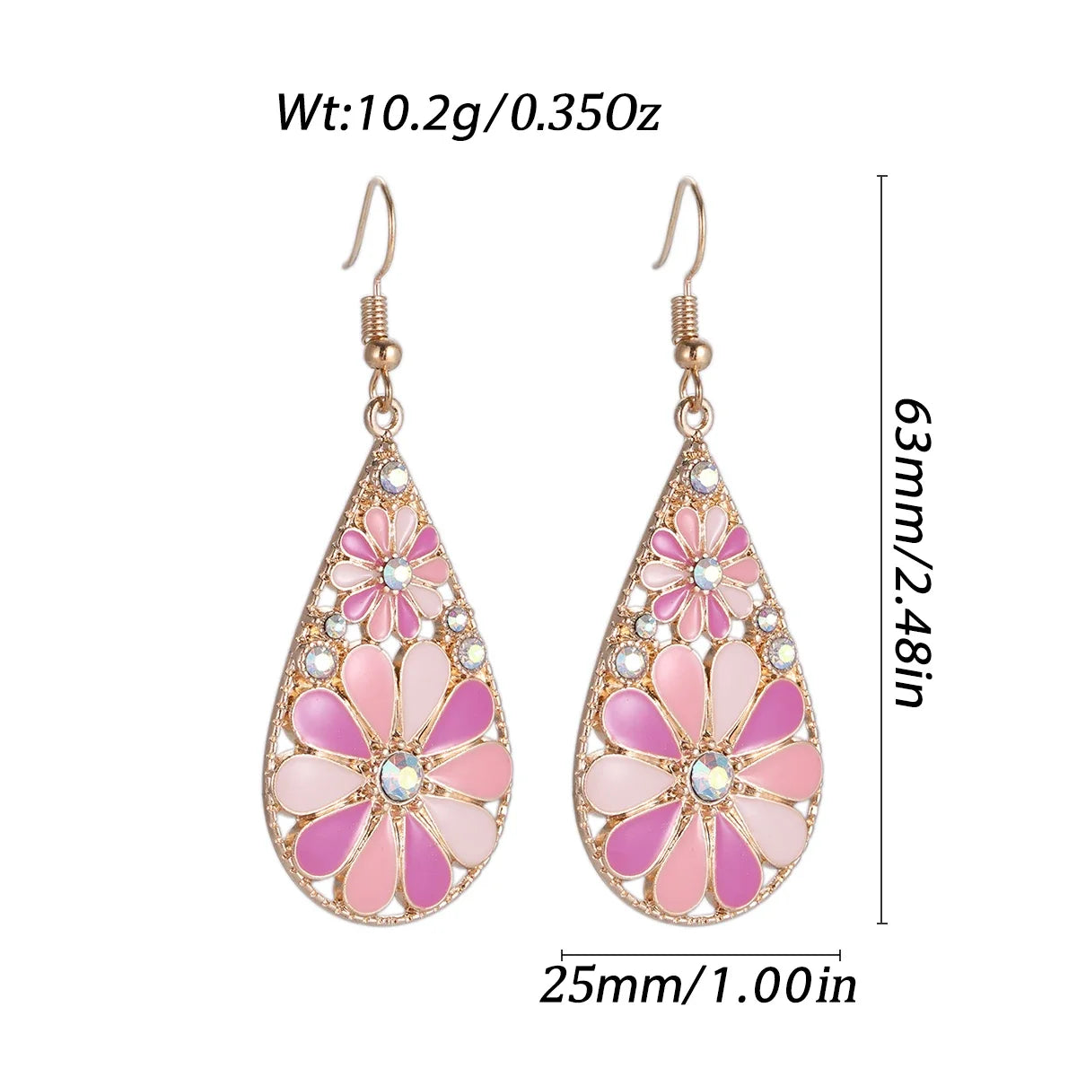 011 - Vintage Bohemian Flowers Water & Oil Drop Earrings