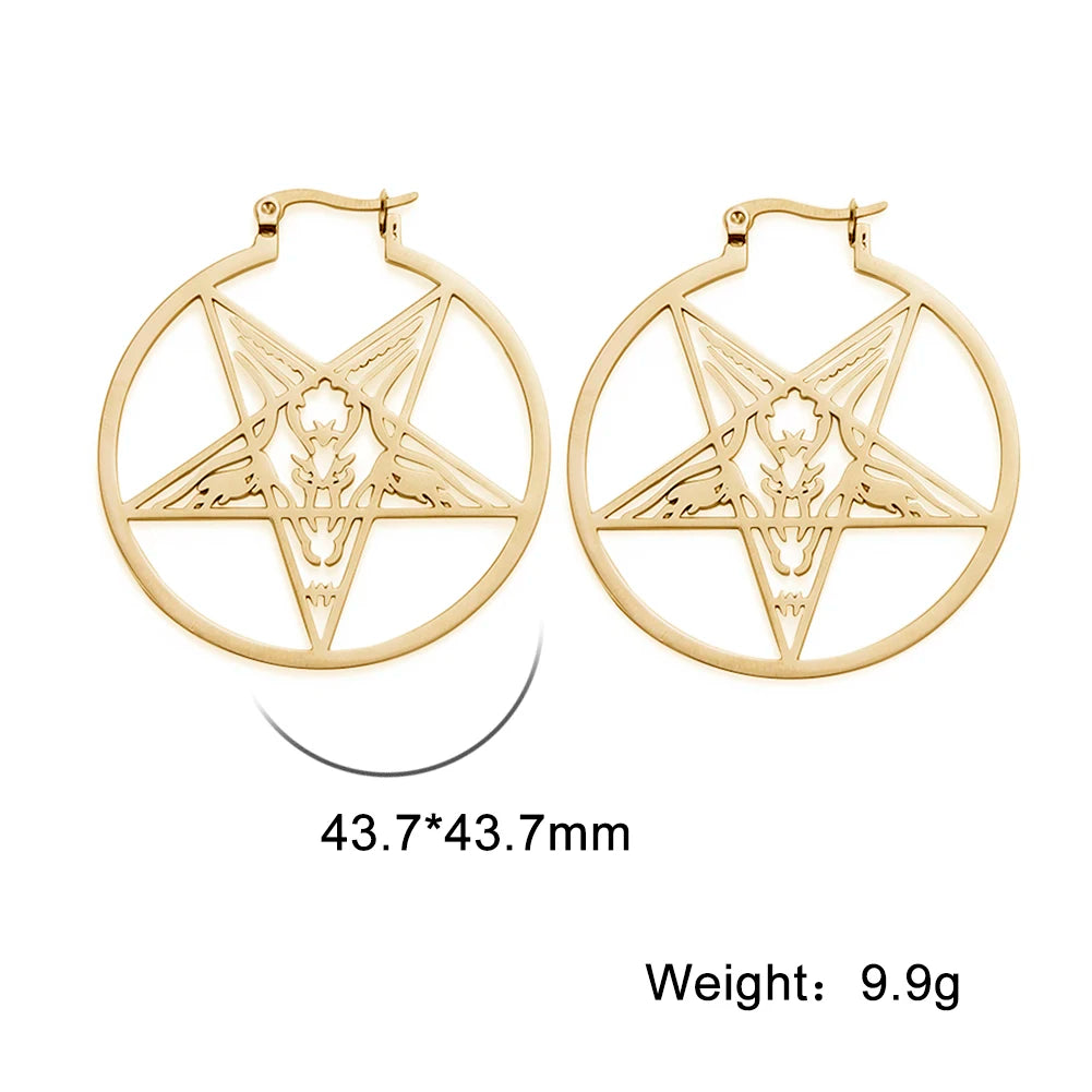 011 - Gothic Pentagram Hoop Style Earrings
