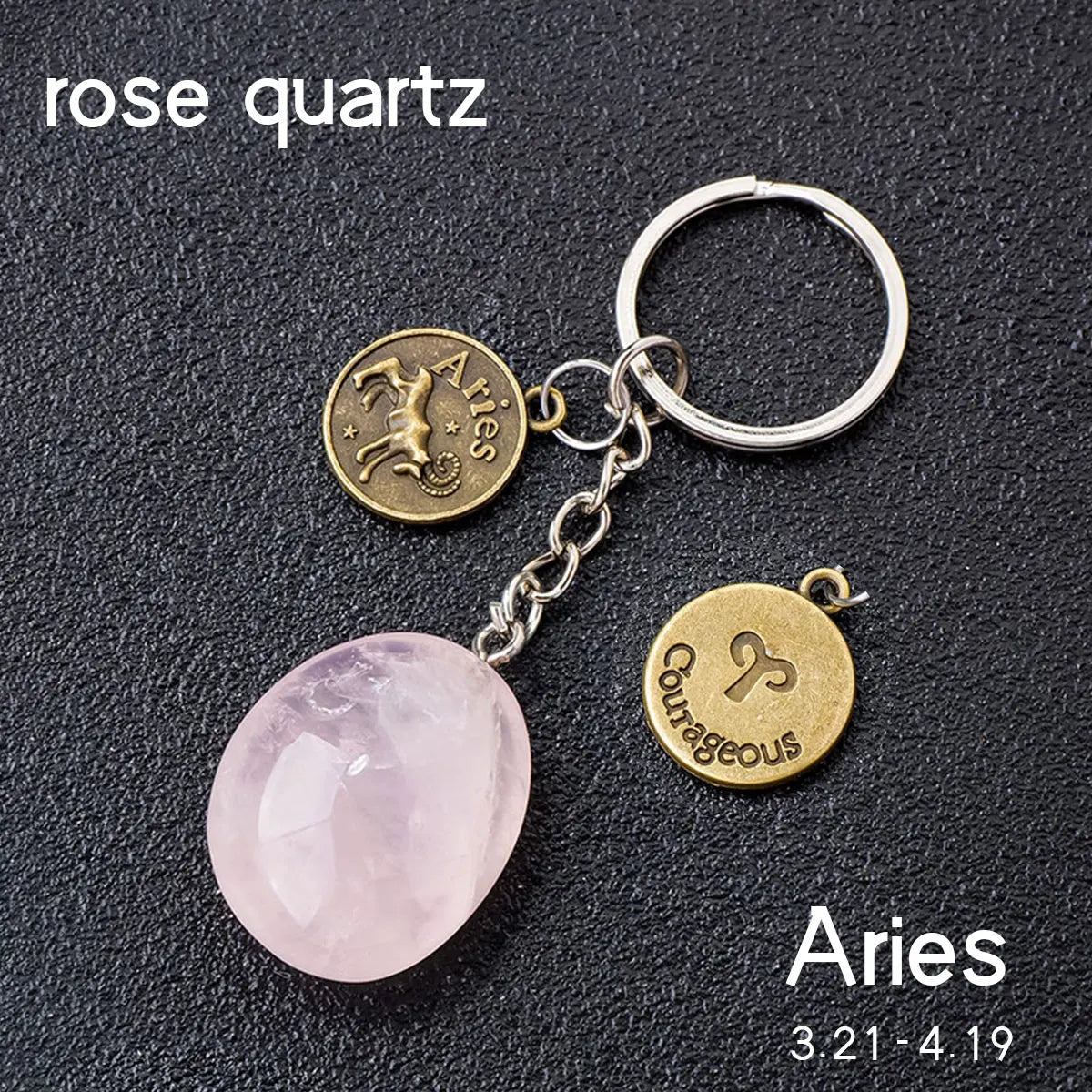 014 - Natural Crystal Zodiac Keychain