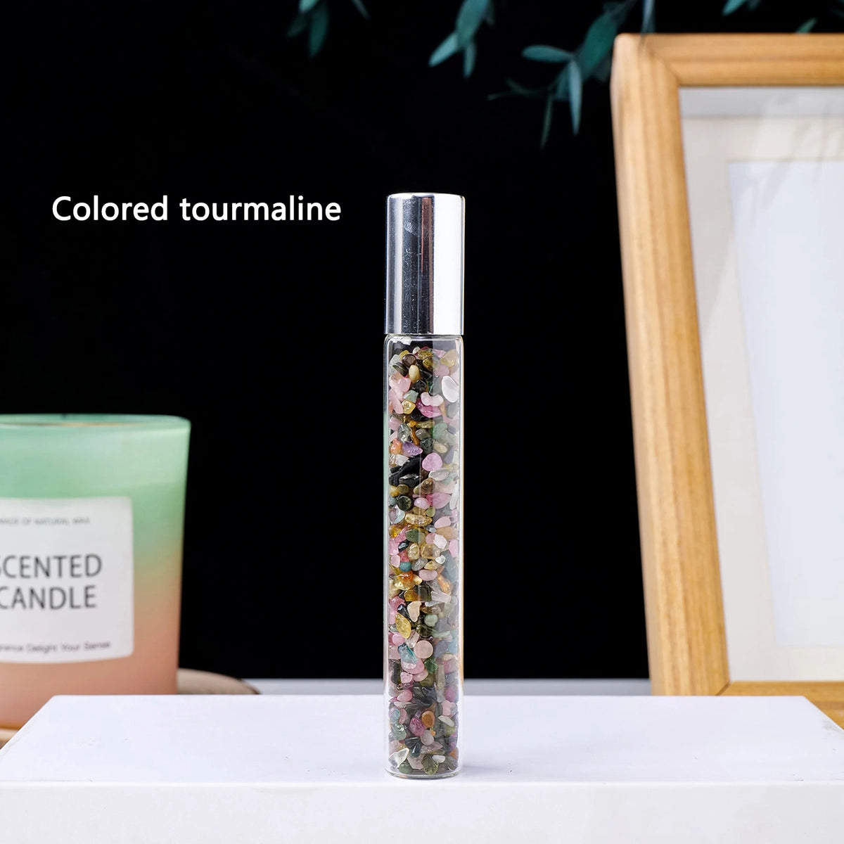 Natural crystal crushed stone perfume and essential oil bottle