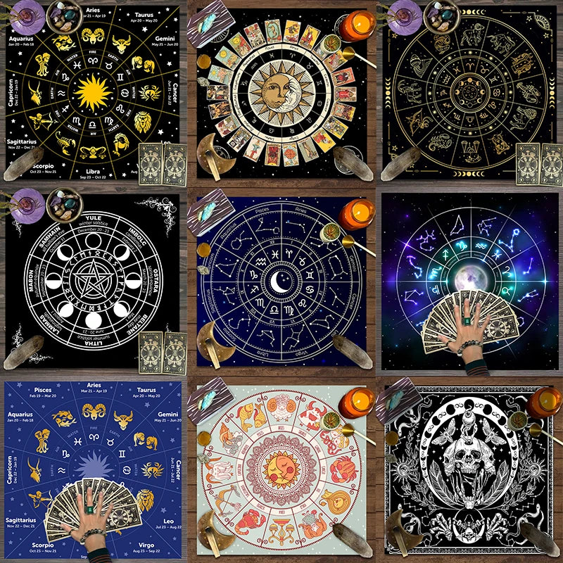 Twelve constellations tarot astrology altar cloth
