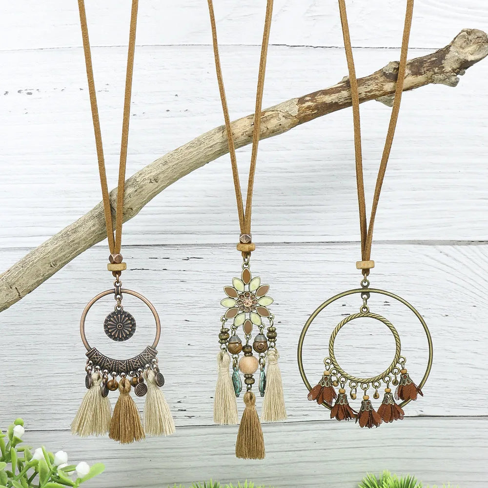011 - 3pc Bohemian Vintage Tassel Necklace Set