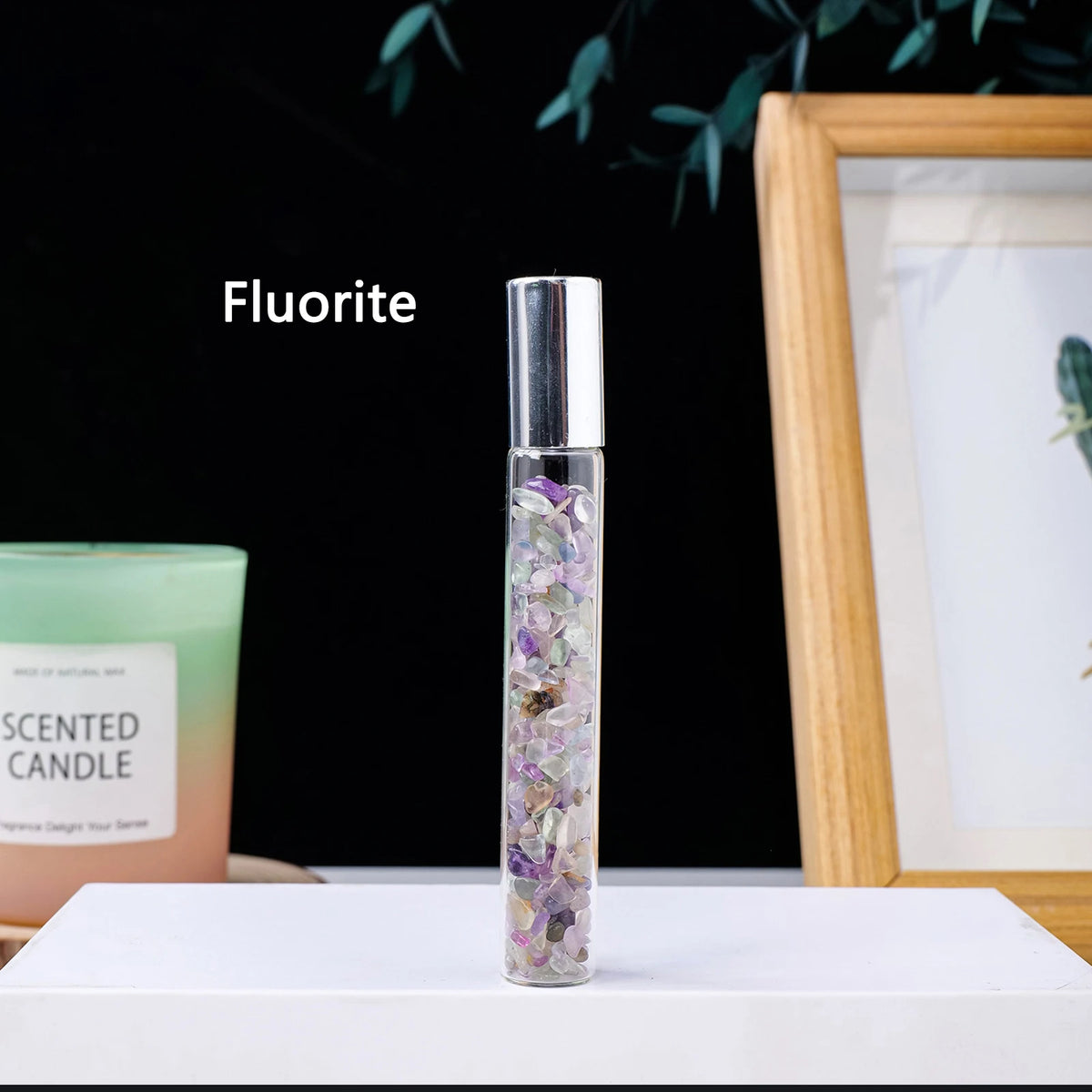 Natural crystal crushed stone perfume and essential oil bottle