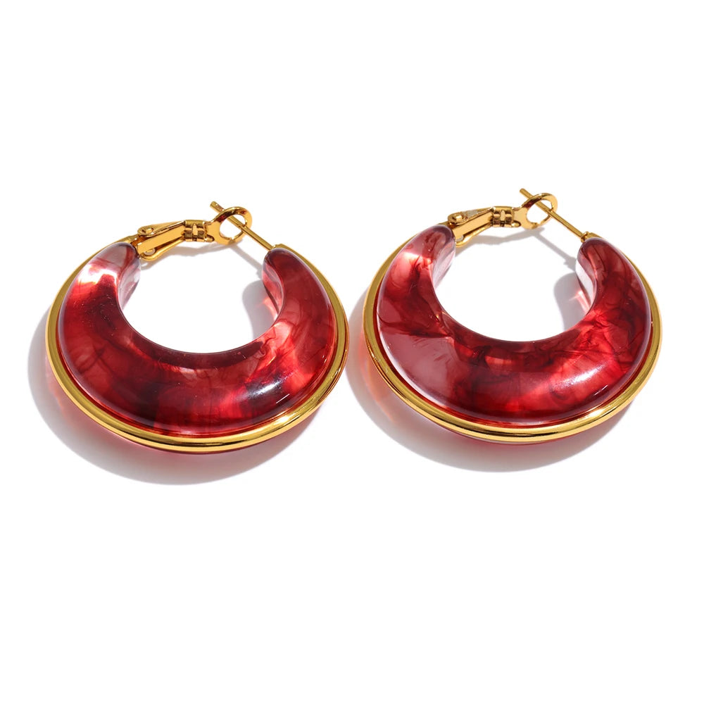 011 - Chunky Trendy Gold-Plated Hoop Earrings