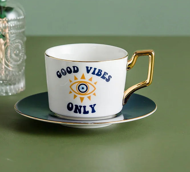 014 - Turkish Blue Evil Eye Coffee & Tea Saucer Set