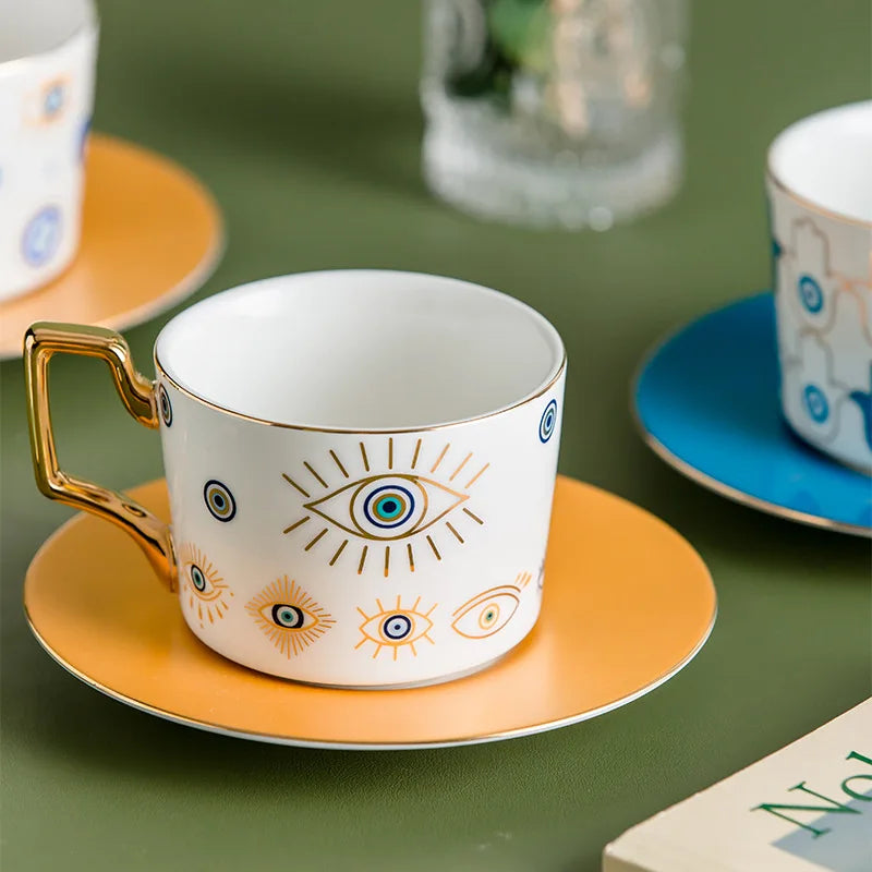 014 - Turkish Blue Evil Eye Coffee & Tea Saucer Set
