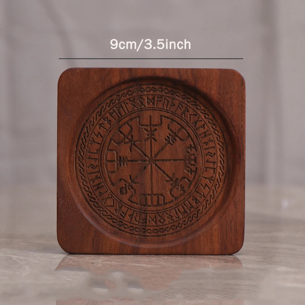Wooden engraved Norse Vikings tealight candle holder for altar ritual | DIVINE TIMES by Shopp Java