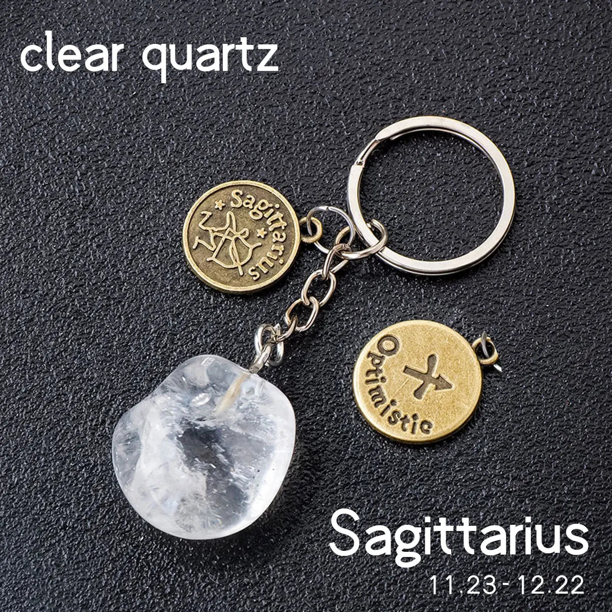 014 - Natural Crystal Zodiac Keychain