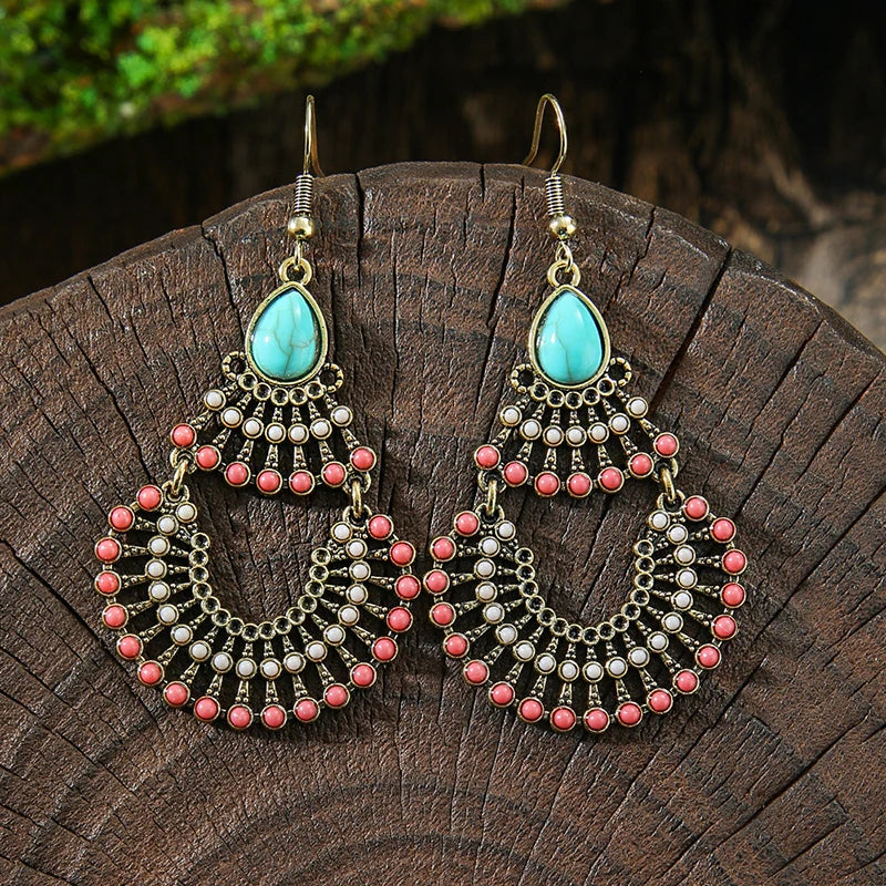 011 - Bohemian Bloom Water & Oil Drop Earrings