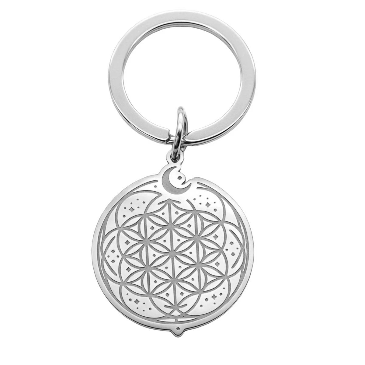 014 - Flower of Life Moon Talisman Keychain – Sacred Geometry