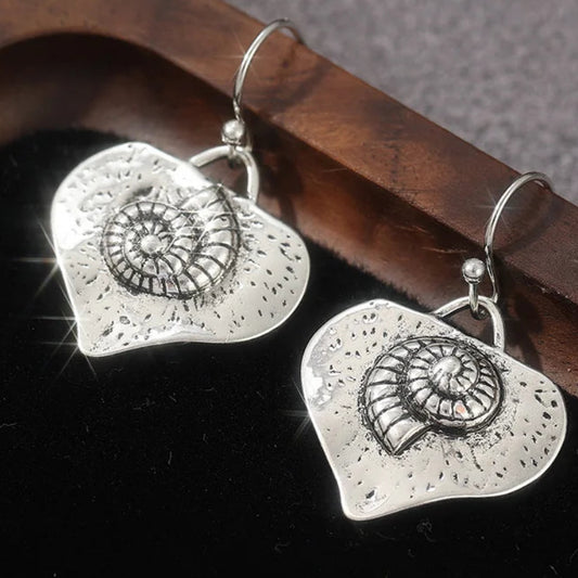 011 - Vintage Silver- Plated Heart Charm Dangle Earrings