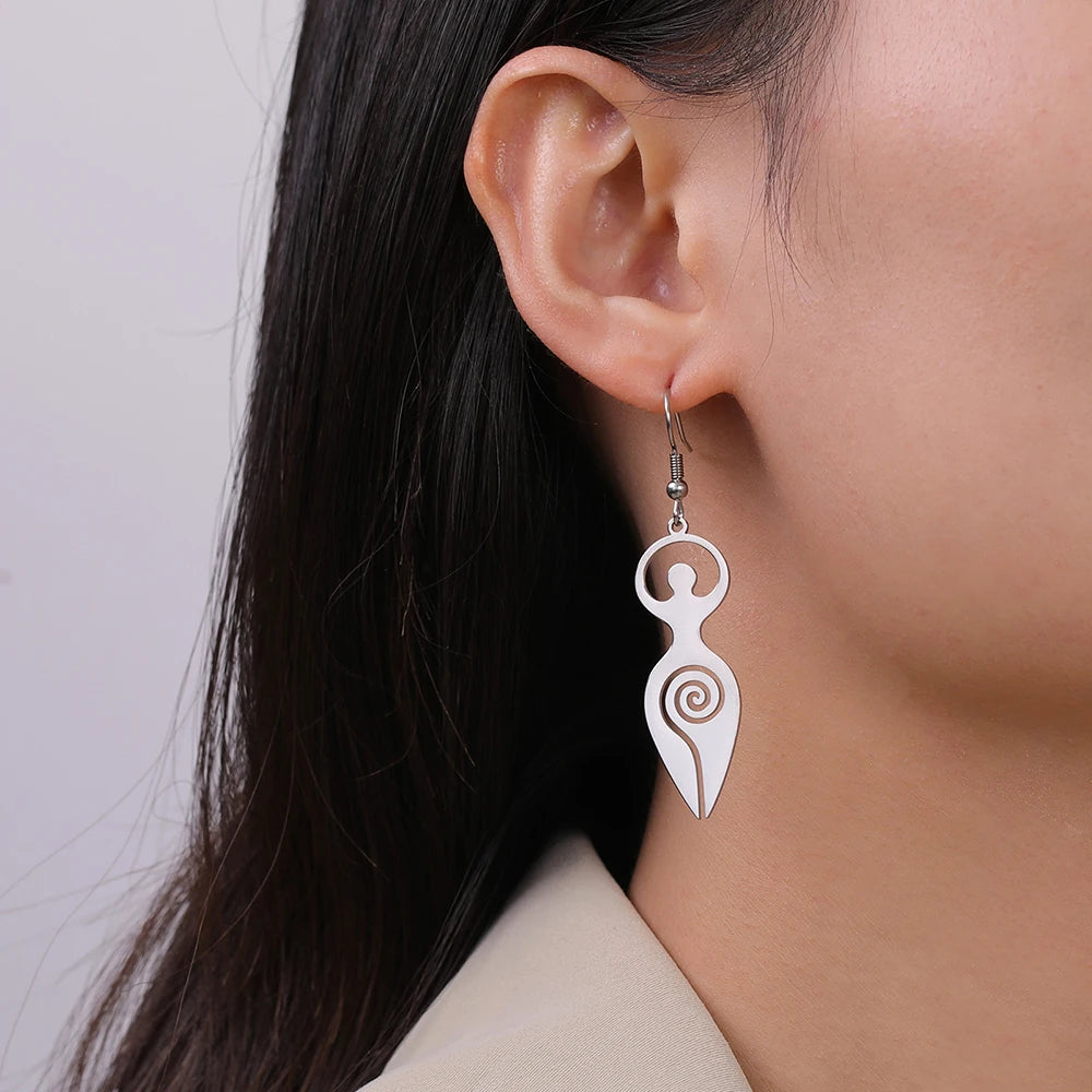 011 - Triple Moon Goddess Dangle Earrings