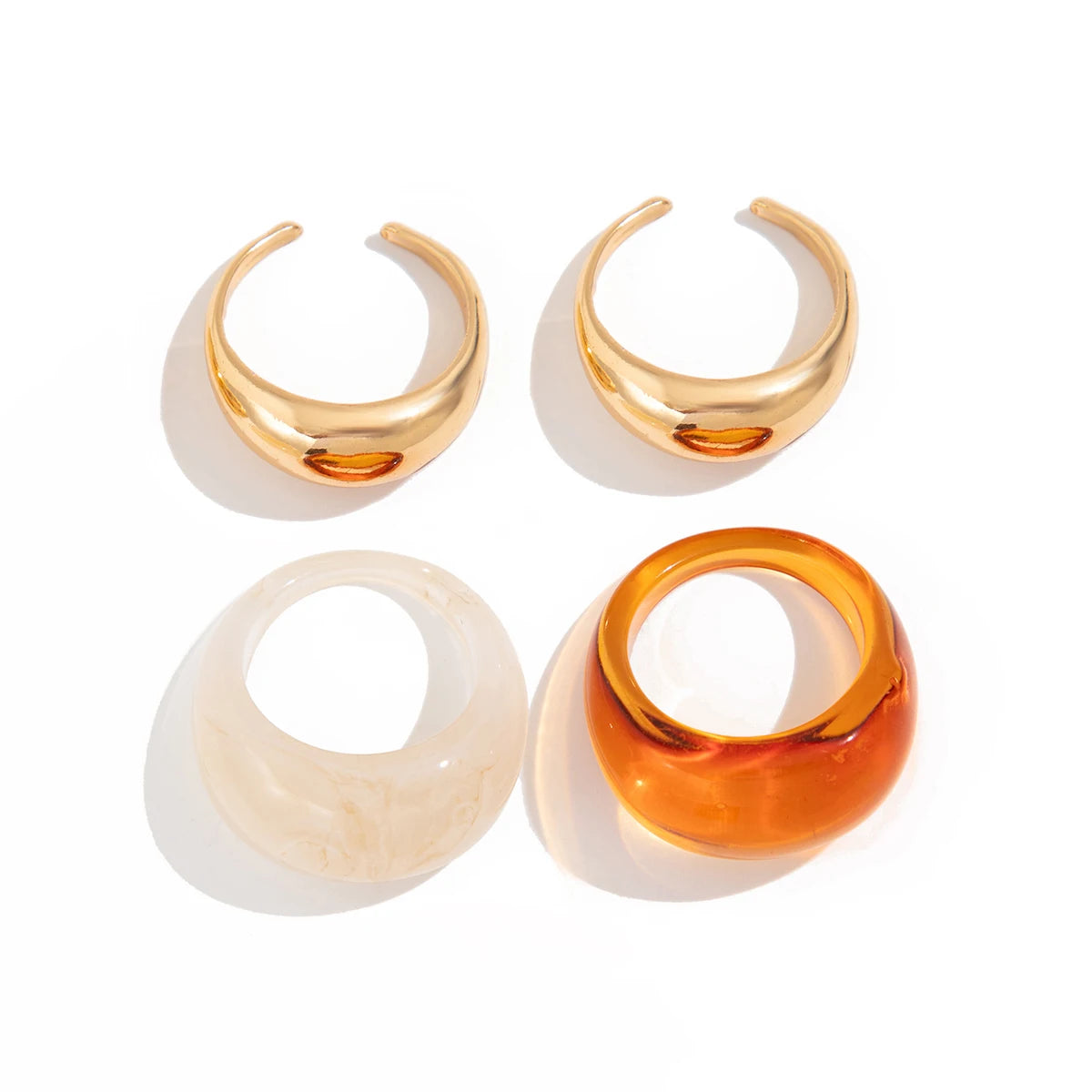 011 - Vintage Boho Styled Water Drop Ring 4pc Set