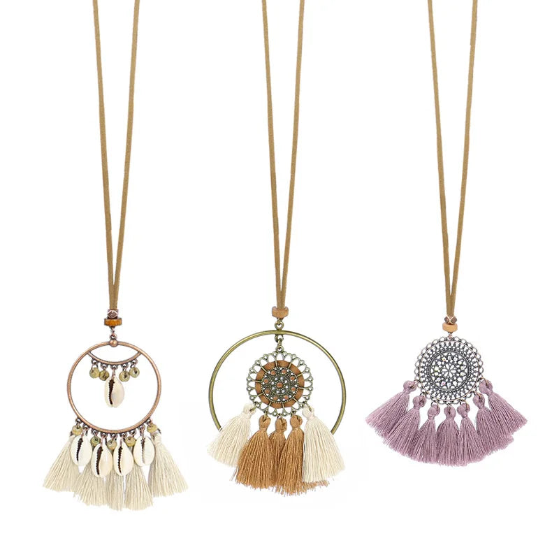 011 - 3pc Bohemian Vintage Tassel Necklace Set