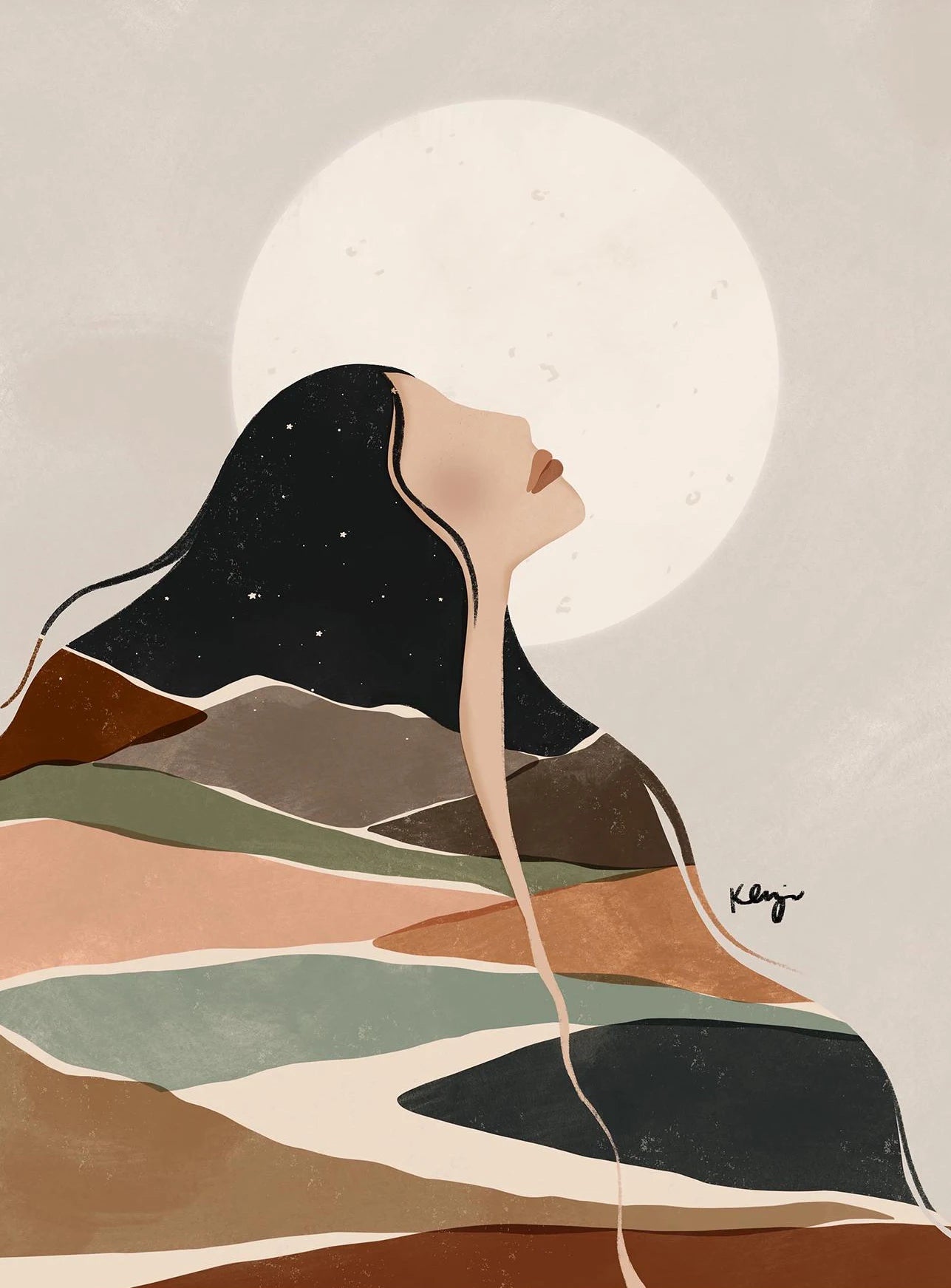 009 - Mystic Moon Goddess Canvas Print Wall Art