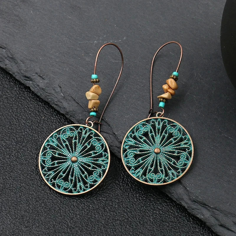 011 - Retro Bohemian Dangle Charm Earrings