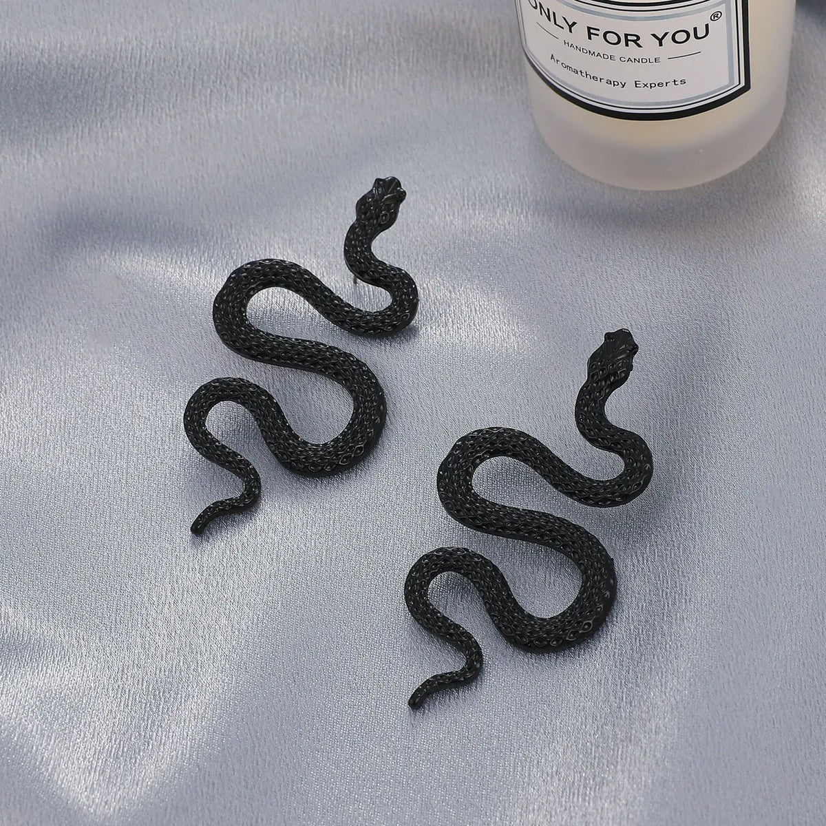 011 - Serpentine Black Snake Statement Earrings