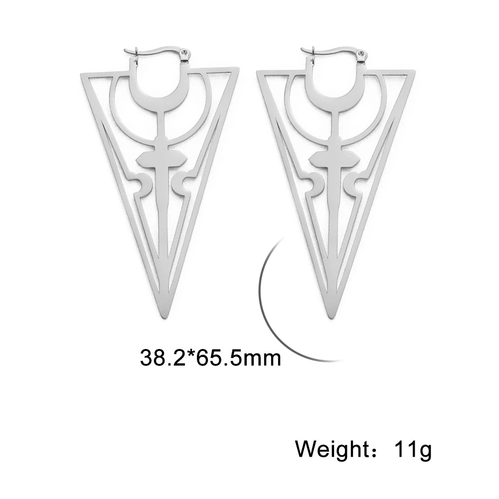 011 - Gothic Pentagram Hoop Style Earrings