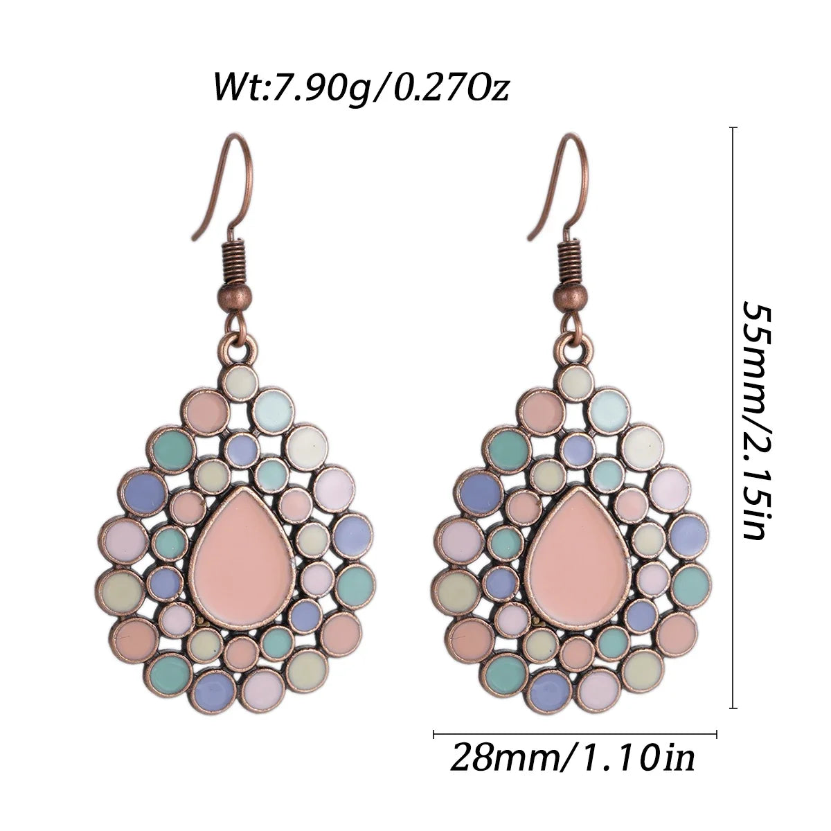 011 - Vintage Bohemian Flowers Water & Oil Drop Earrings
