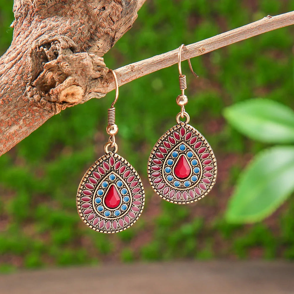 011 - Bohemian Water & Oil Drop Dangle Earrings