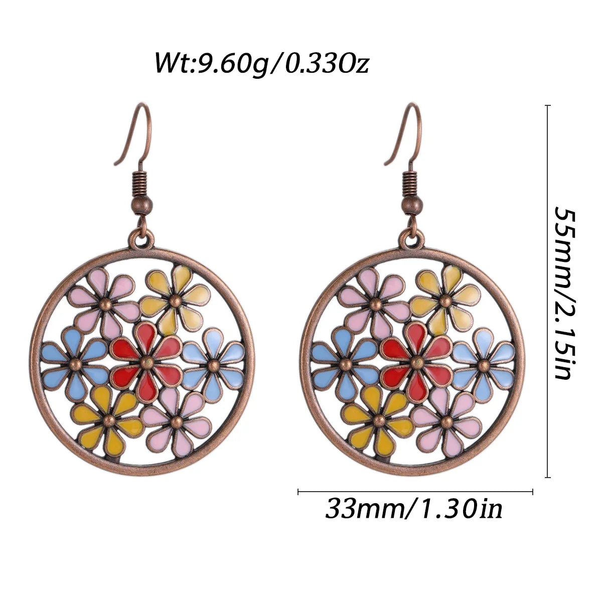 011 - Vintage Bohemian Flowers Water & Oil Drop Earrings