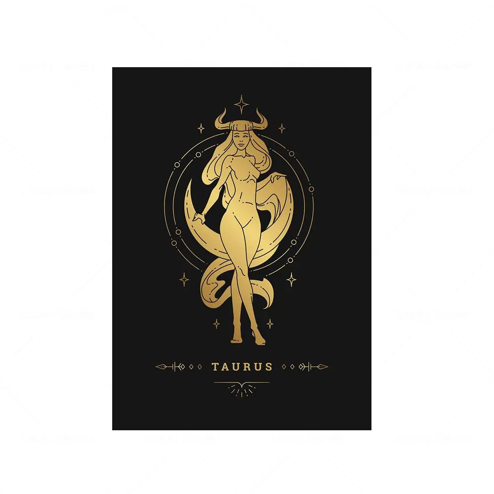 012 - Retro 12 Zodiac Canvas Print Wall Art