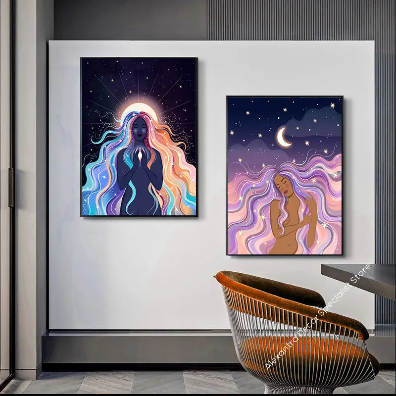 009 - Moon Witch Canvas Print Wall Art
