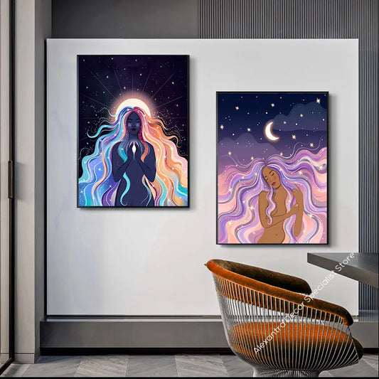 009 - Moon Witch Canvas Print Wall Art