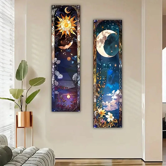 009 - Sun and Moon Botanical Tapestry Wall Hanging