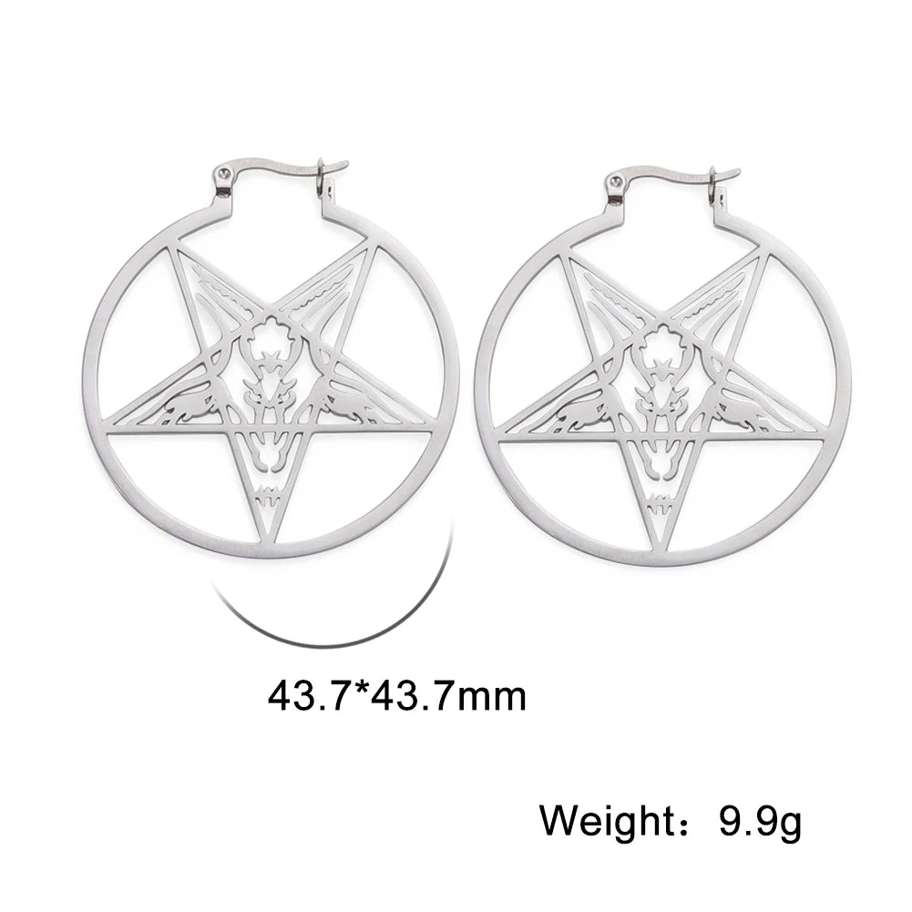 011 - Gothic Pentagram Hoop Style Earrings