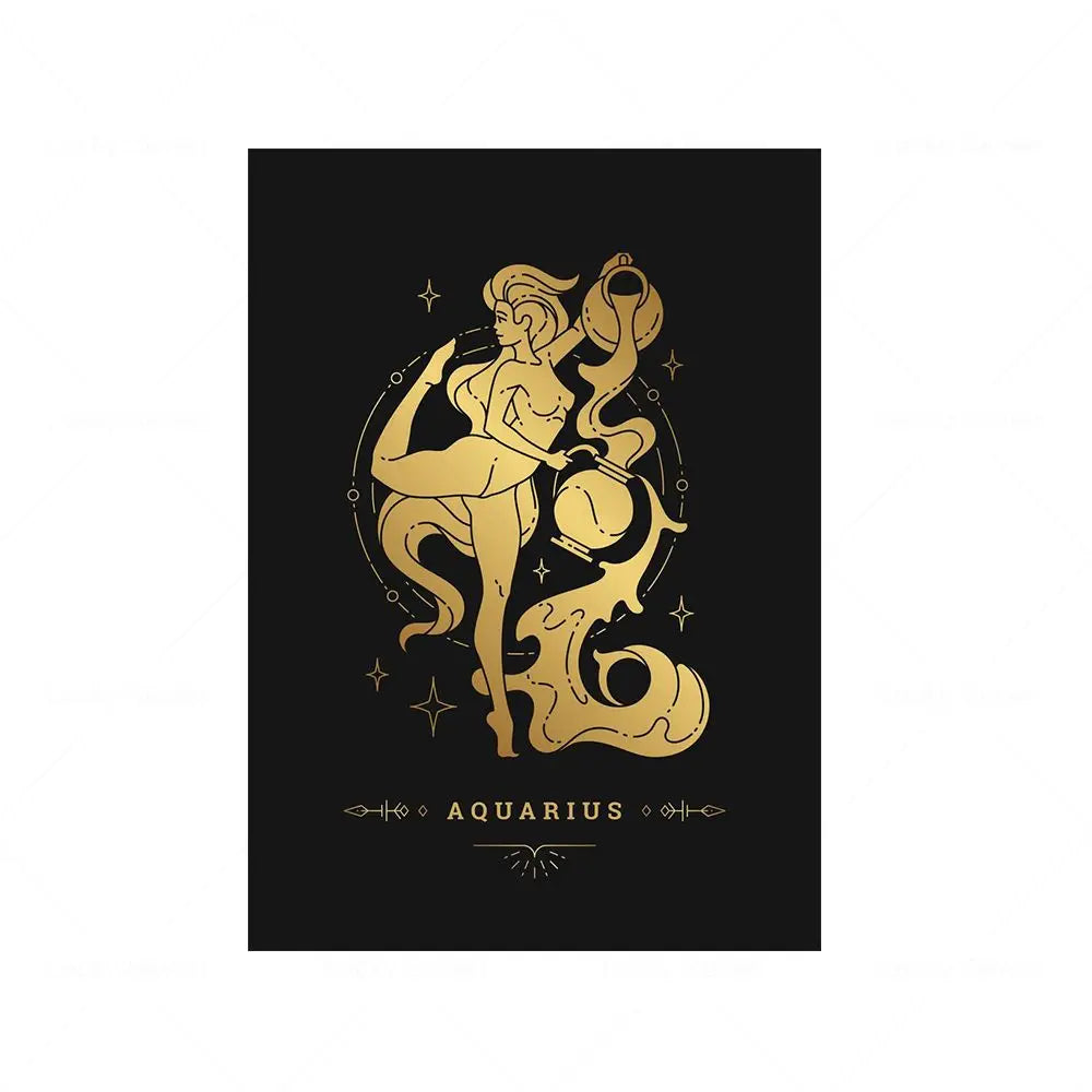012 - Retro 12 Zodiac Canvas Print Wall Art