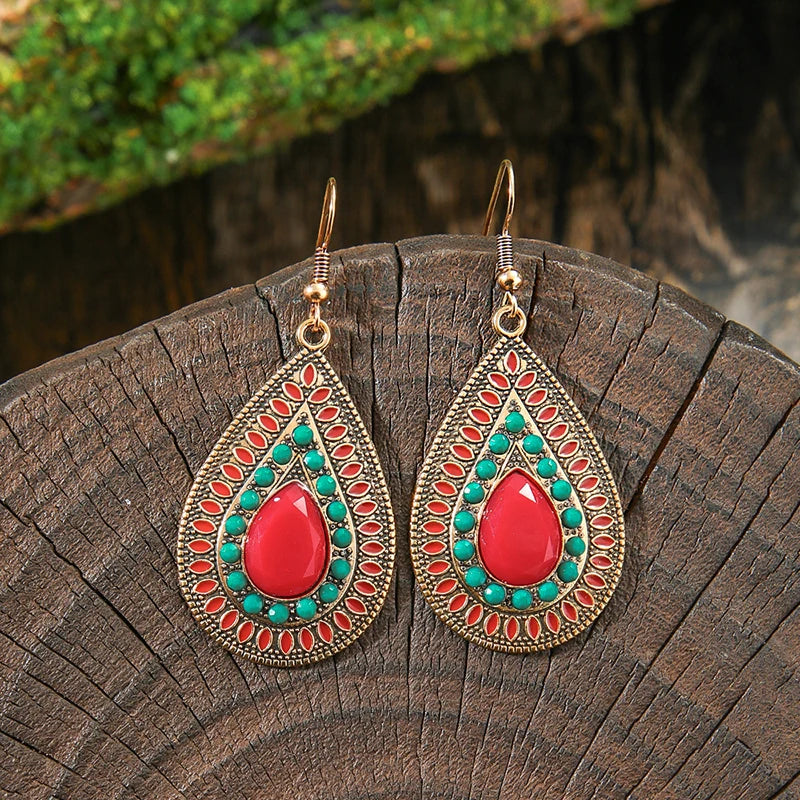 011 - Bohemian Bloom Water & Oil Drop Earrings