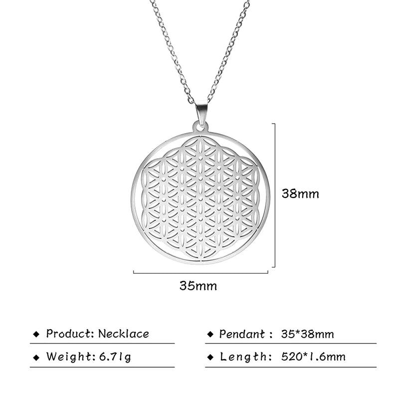 011 - Flower of Life Sacred Geometry Stainless Steel Pendant Necklace