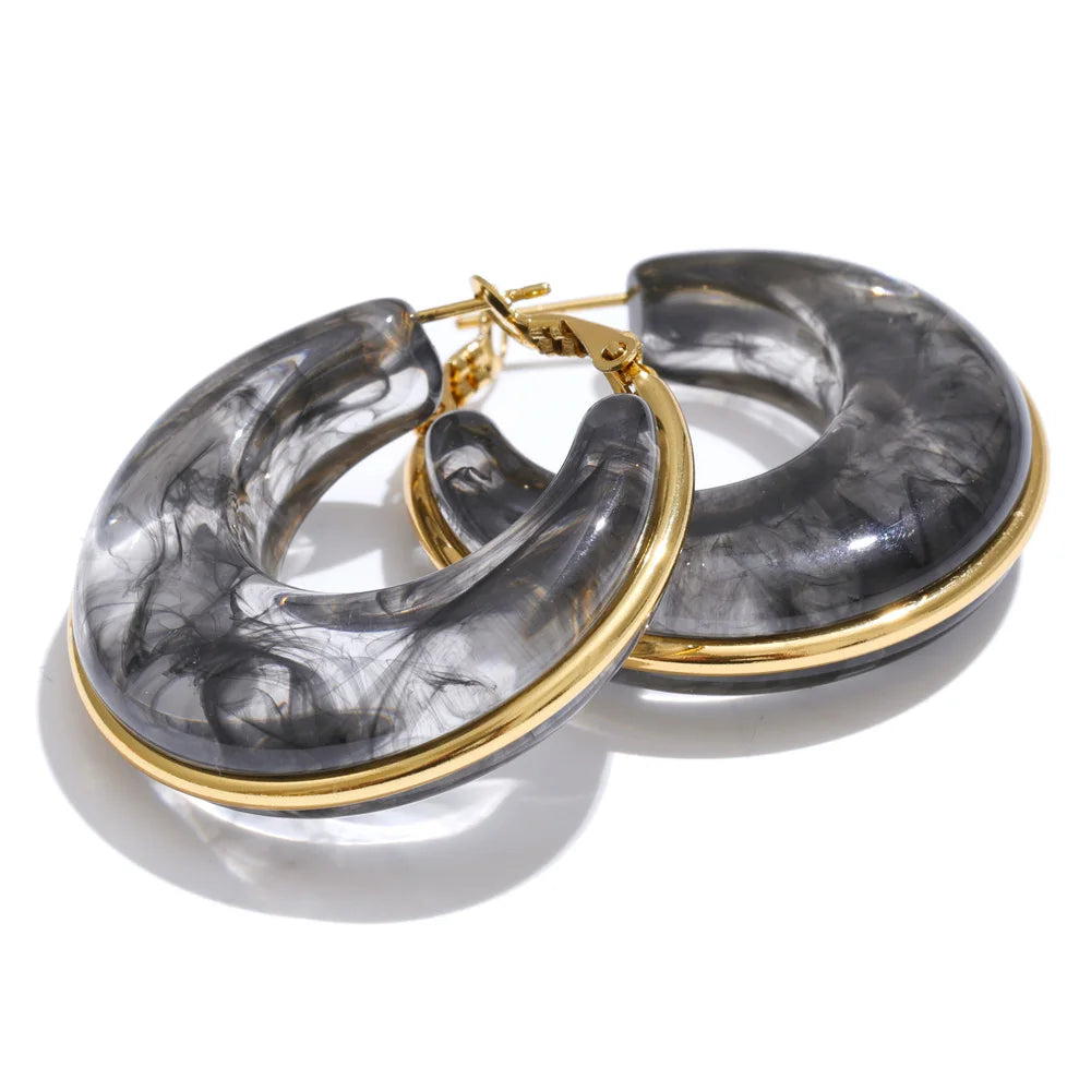 011 - Chunky Trendy Gold-Plated Hoop Earrings