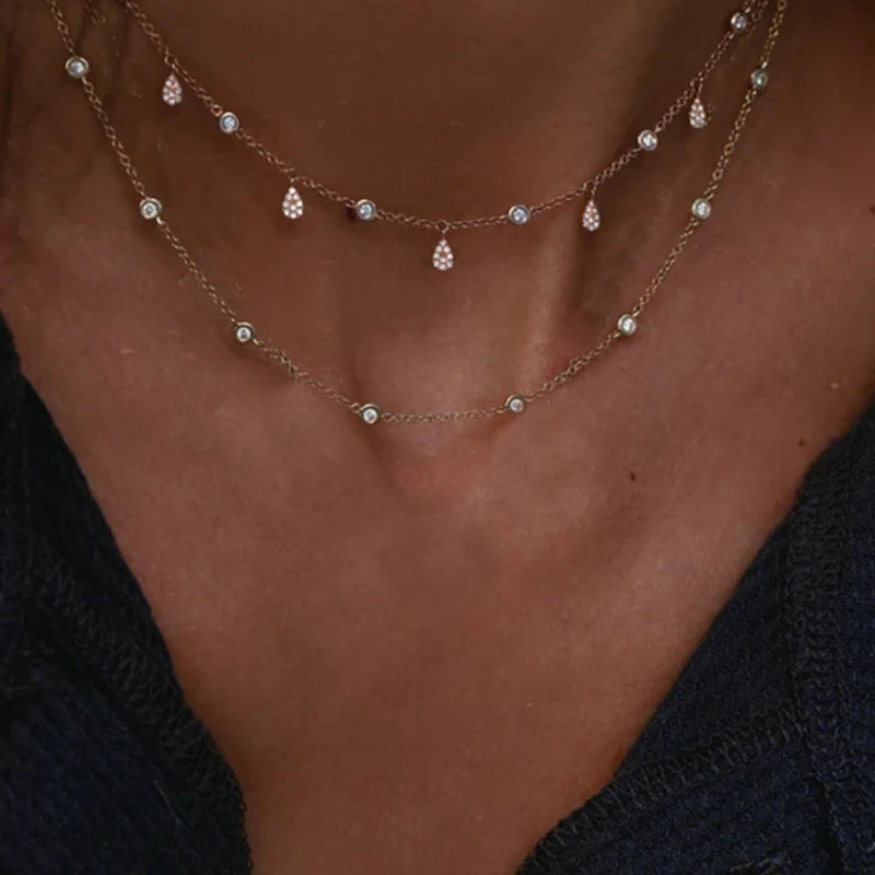 Vintage boho layered multi element crystal necklace
