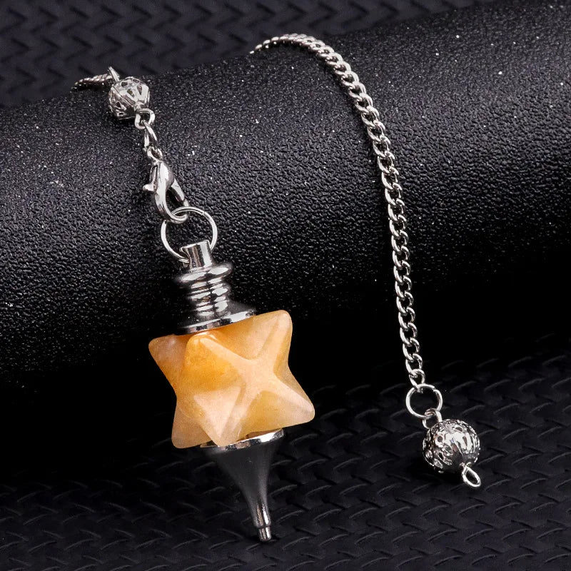 002 - Natural Stone Quartz Merkaba Star Pendulum