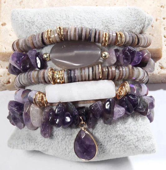 011 - Natural Stone Stackable Bracelet Set